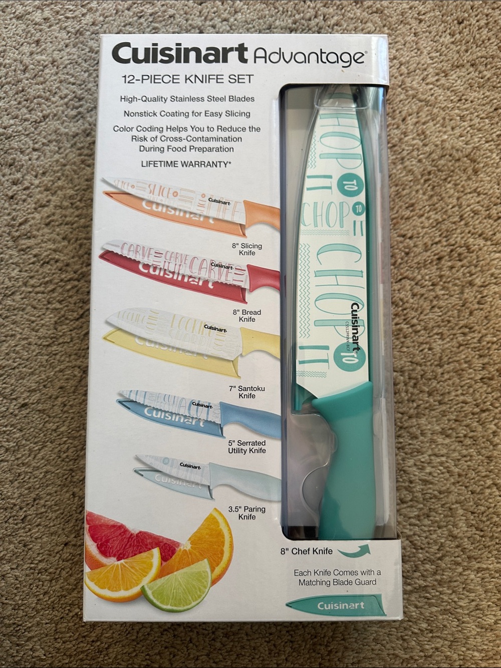 Cuisinart Teal and Multicolor 12-Piece Knife Set